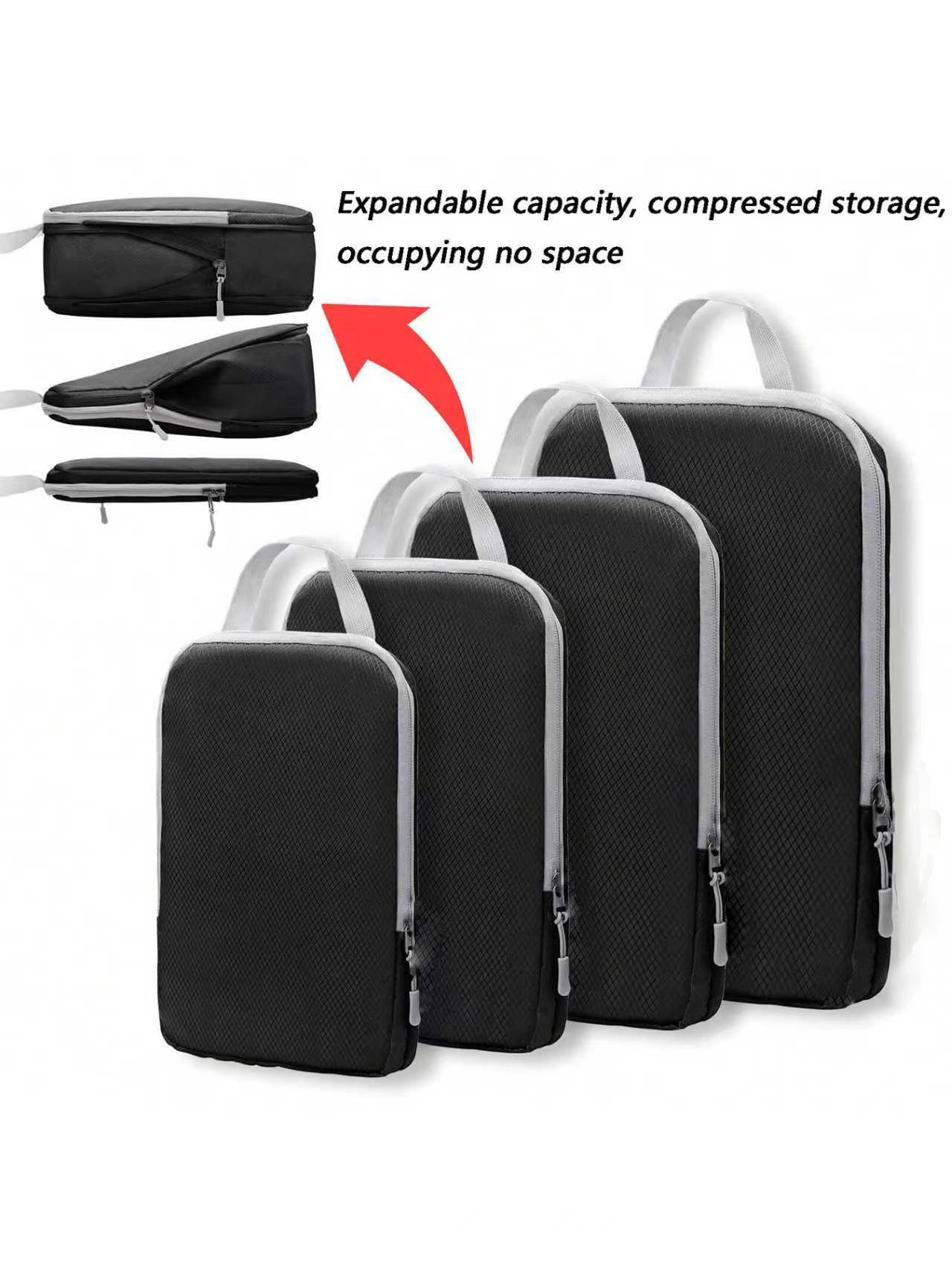 Expandable Luggage Compression Bags Set For Space Saving Travel Storage