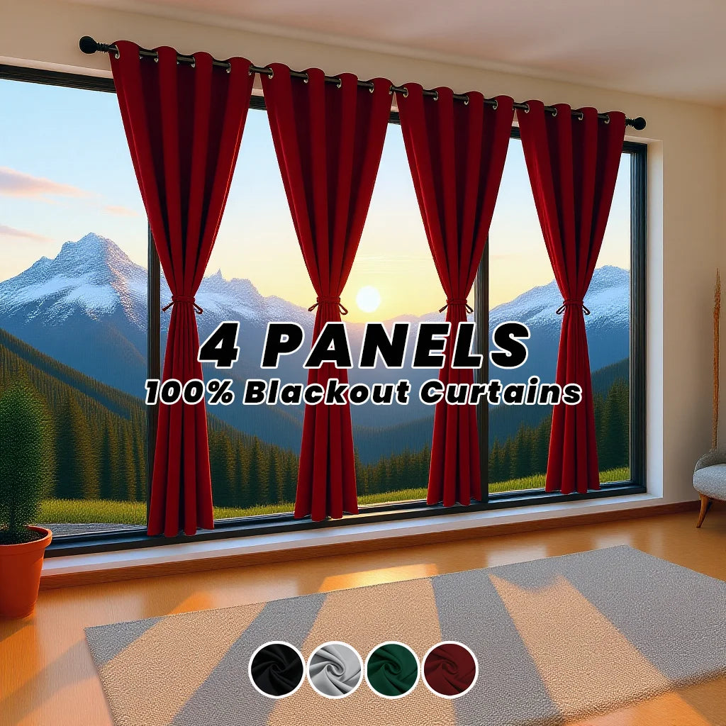 4 Panels Blackout Curtains Thermal Insulated Drapes For Living Room