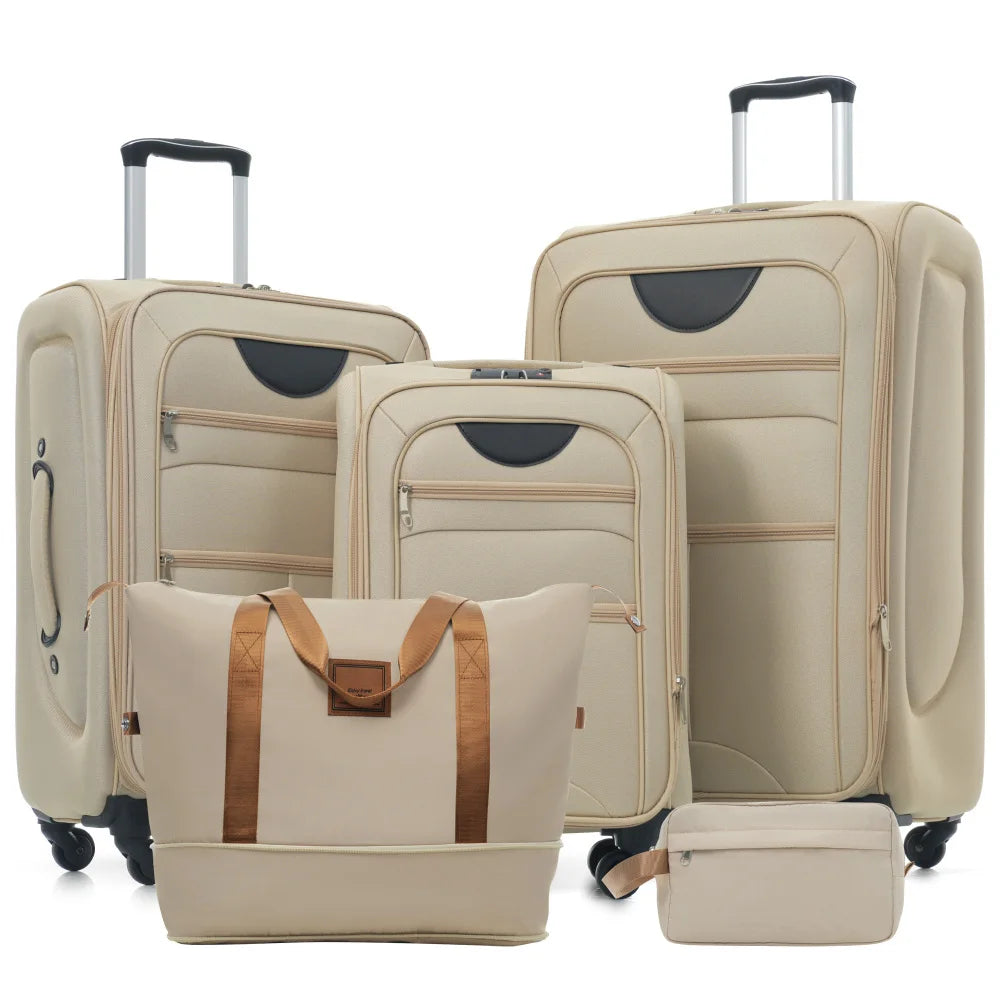 Expandable Soft Shell Luggage Set Polyester With TSA Locks