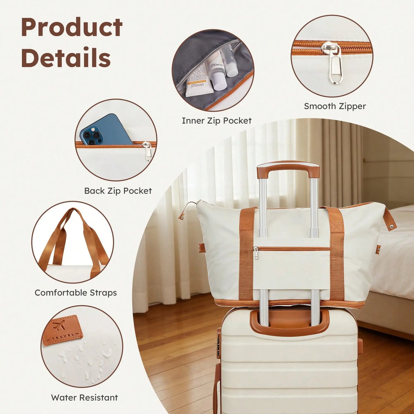 Six Piece ABS Hardside Spinner Luggage Set With Travel Bags