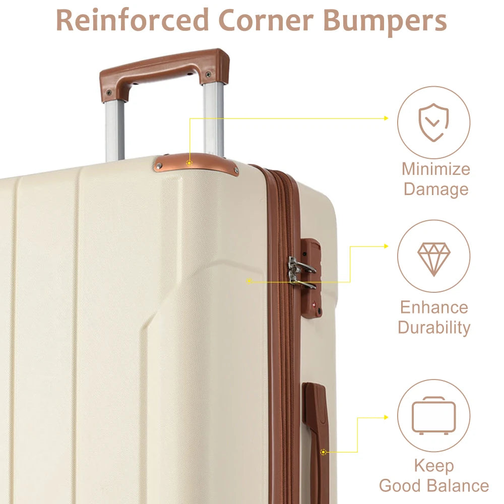 3 Piece Expandable ABS Luggage Set TSA Lock Spinner