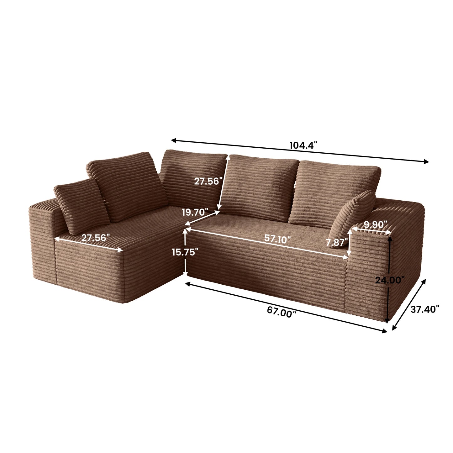 Sdorens Cloud Sectional Sofa L Shaped Chaise For Living Room