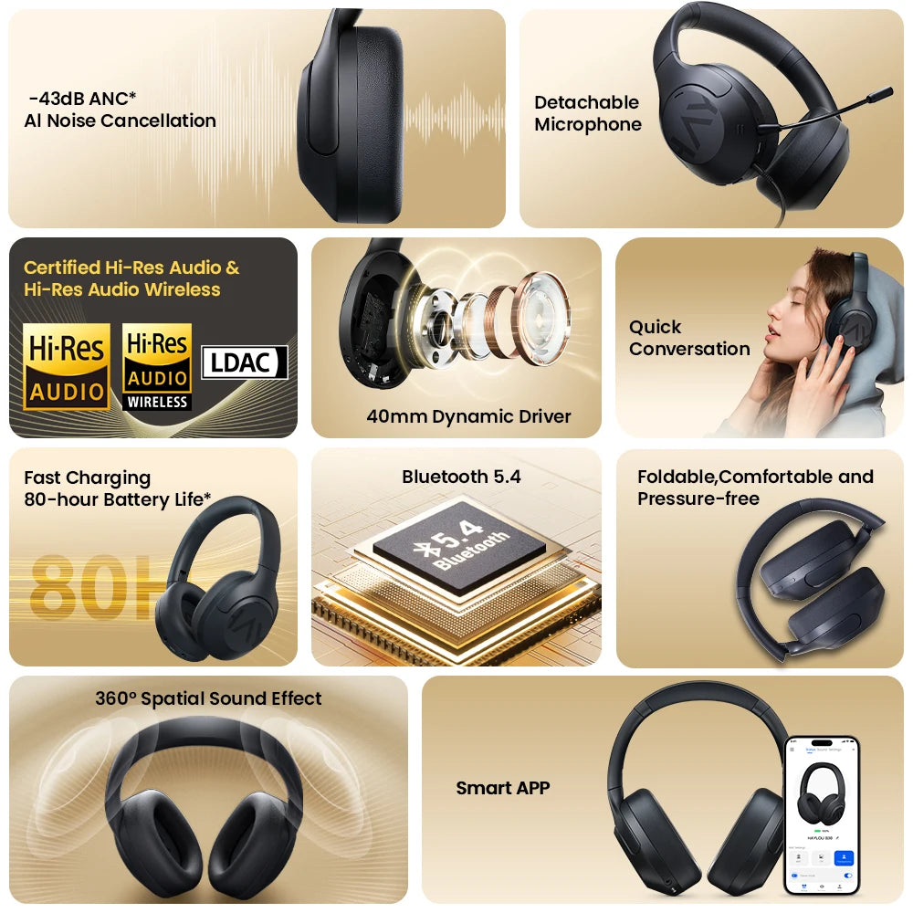 Haylou S30 Wireless Bluetooth Headphones With Adaptive Noise Cancellation