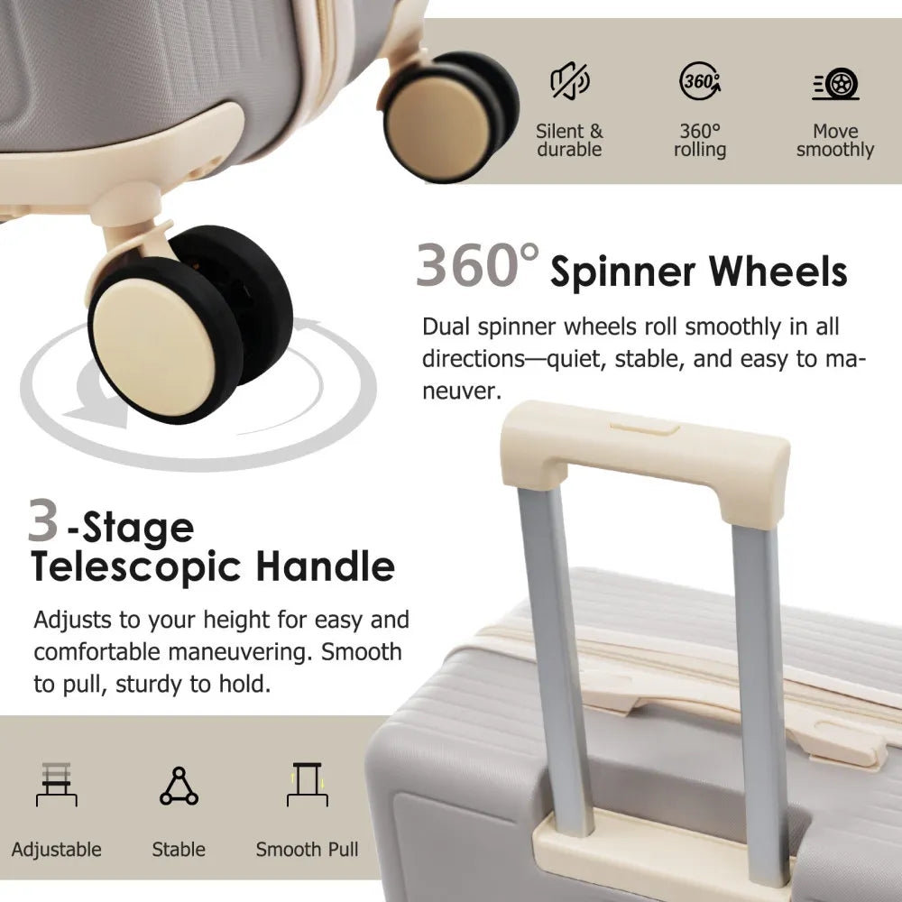 Lightweight ABS Luggage Set 3 Piece With Spinner Wheels and TSA Lock