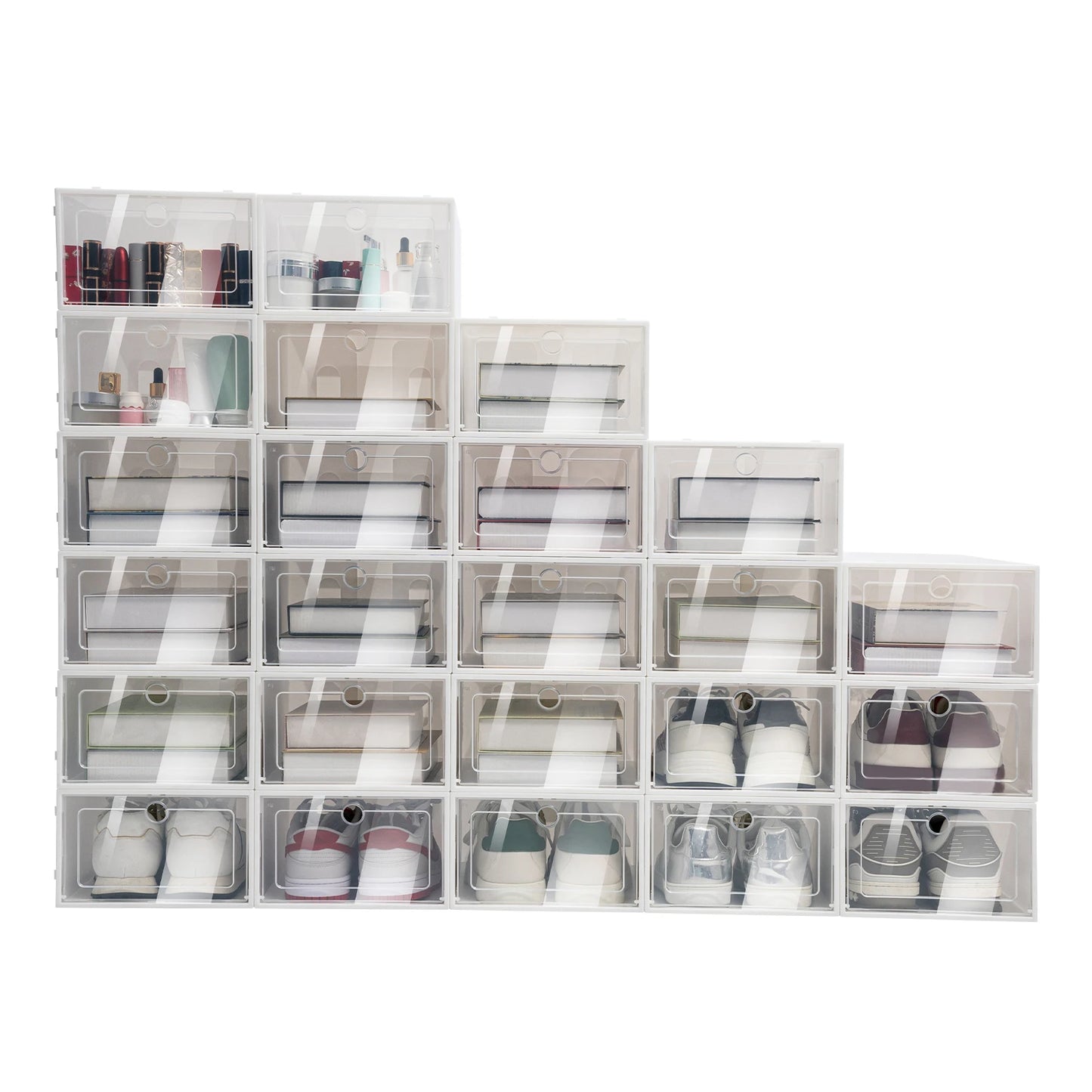 Foldable Flip Shoe Boxes Set 20 Or 24 Pack Clear Plastic Organizer