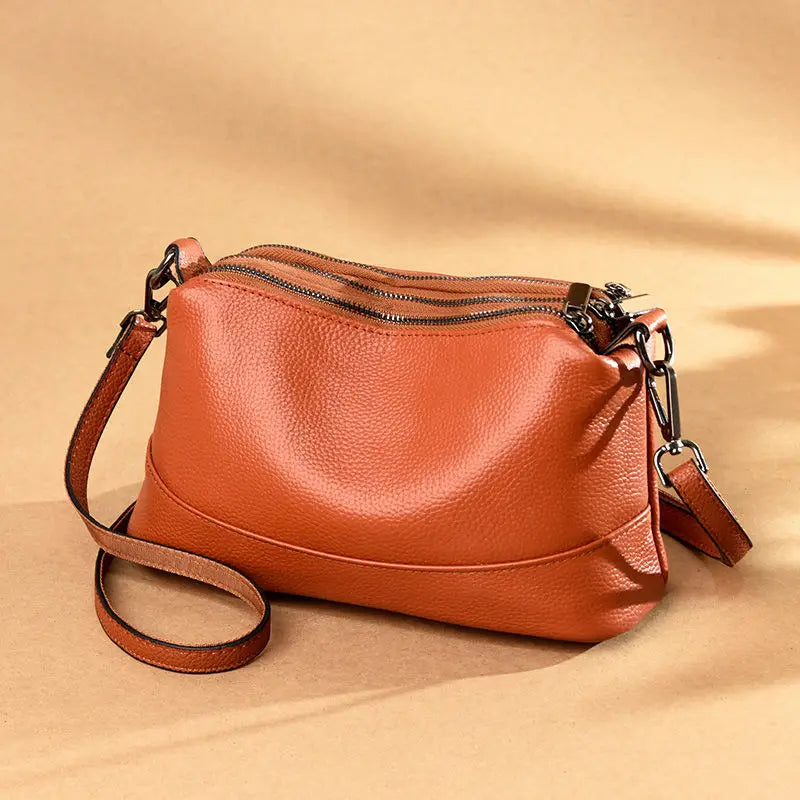 Genuine Leather Ladies Satchel Bag With Magnetic Flip And Crossbody
