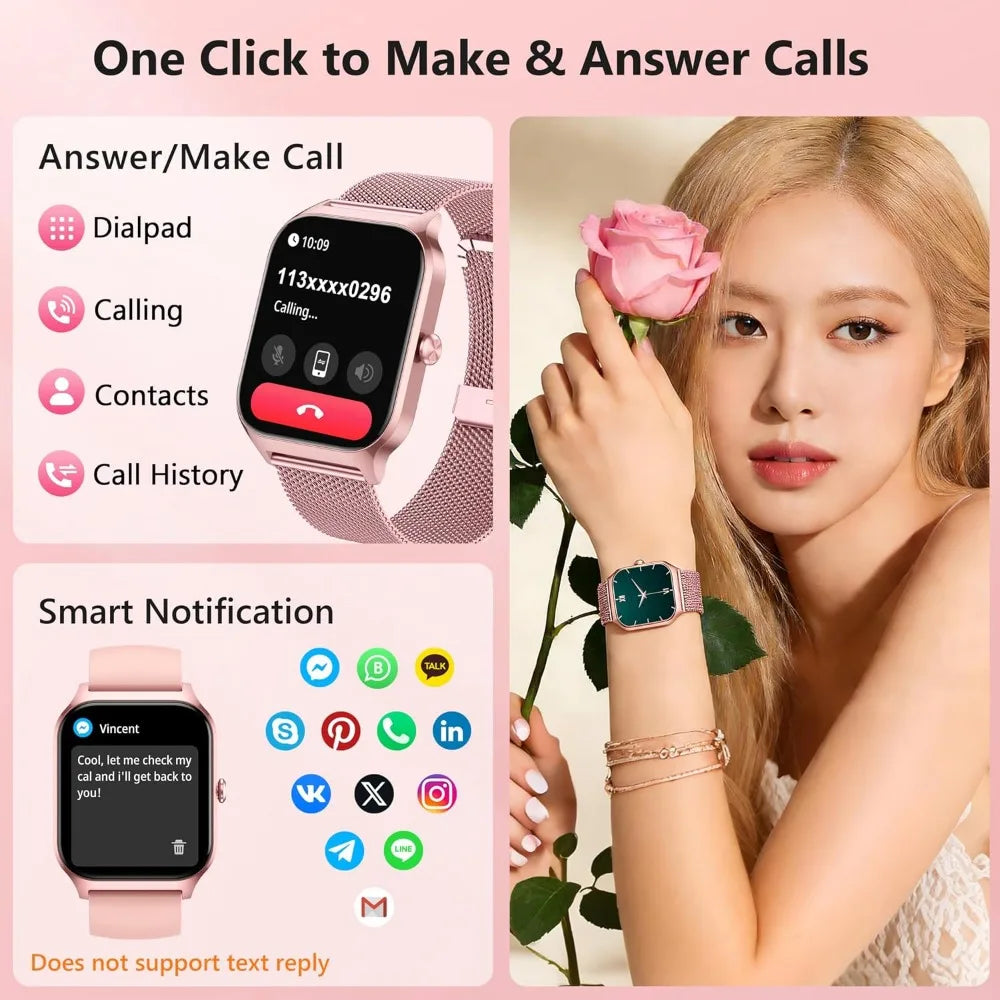 Smart Watch Fitness Tracker 1.85 Inch Display Heart Rate Waterproof