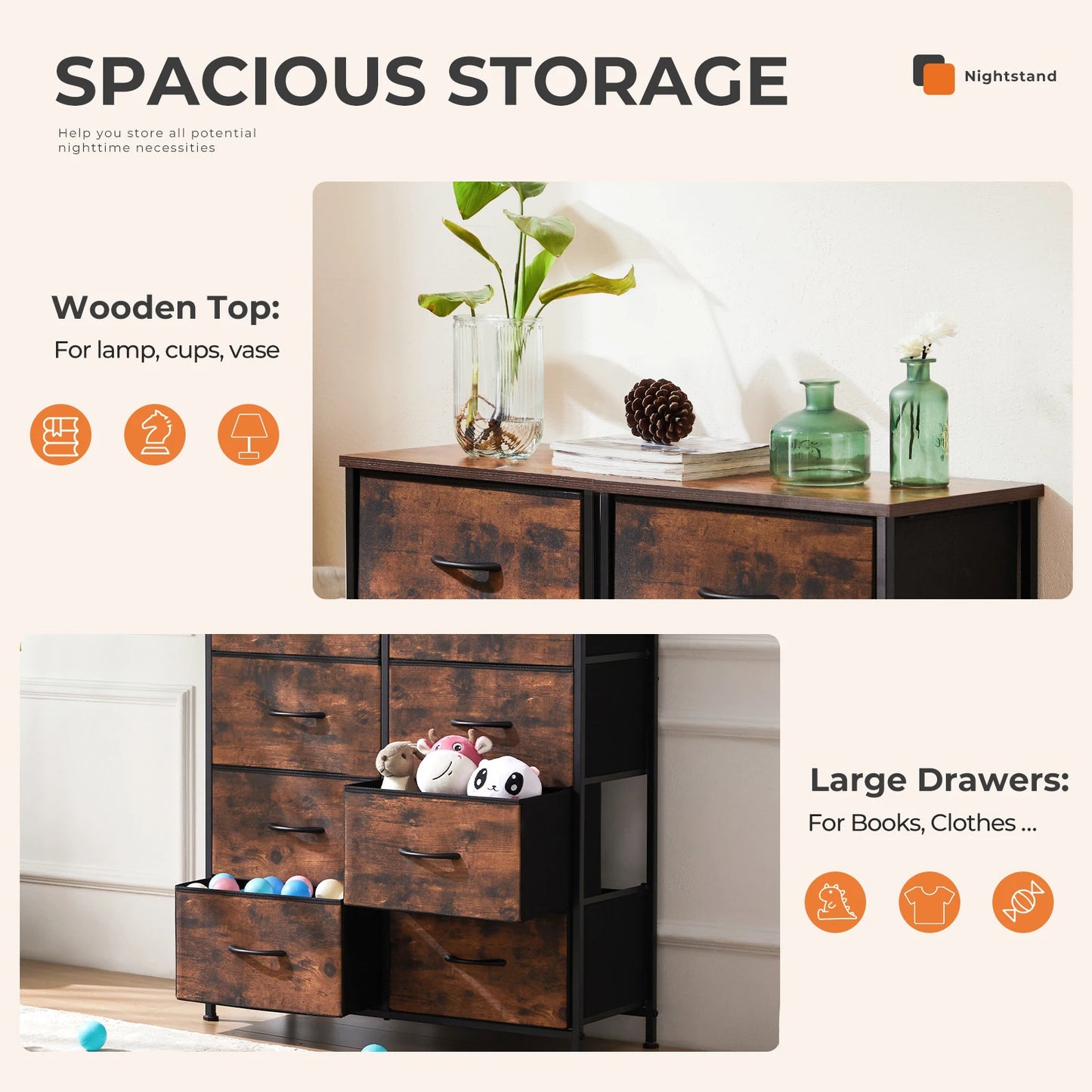 MCQ 8 Drawer Living Room Storage Cabinet Organizer