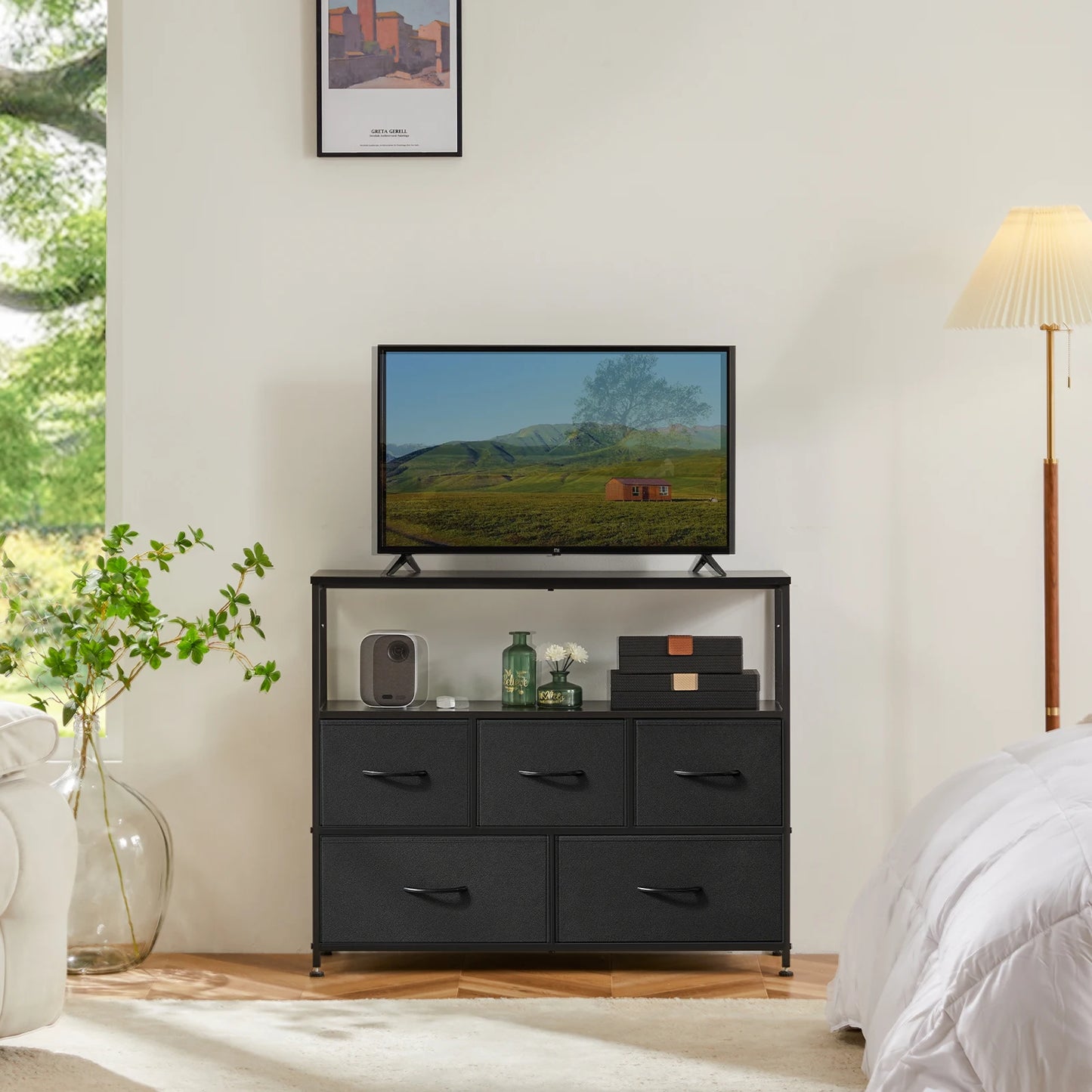 MCQ TV Stand Dresser With Five Fabric Storage Drawers Console