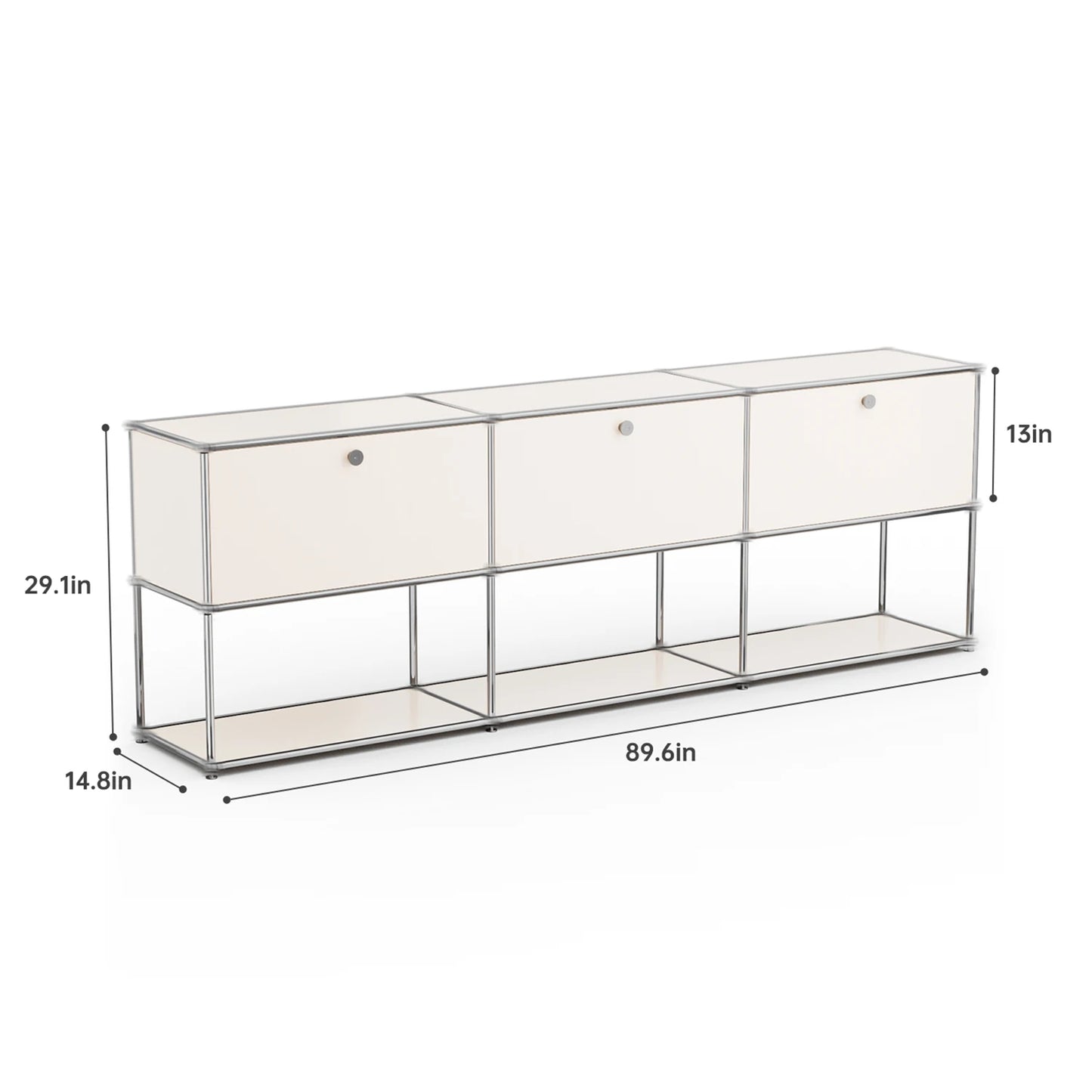 Living Room Storage Cabinet Sideboard Shelf Unit Stainless Steel Metal