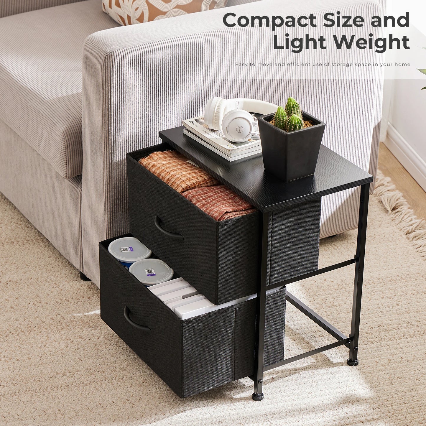 JHK Living Room Cabinet With Fabric Drawers Storage Organizer