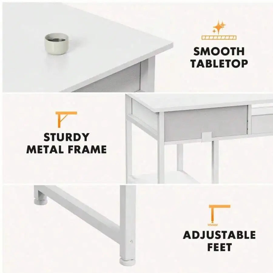 Compact Computer Desk With Drawers For Small Space Home Office