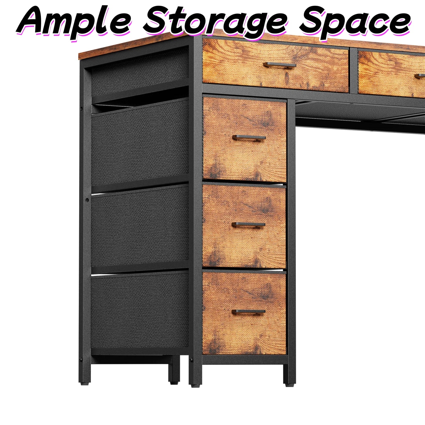 FRODROVIA Six Drawer Office Desk With Storage For Home Office