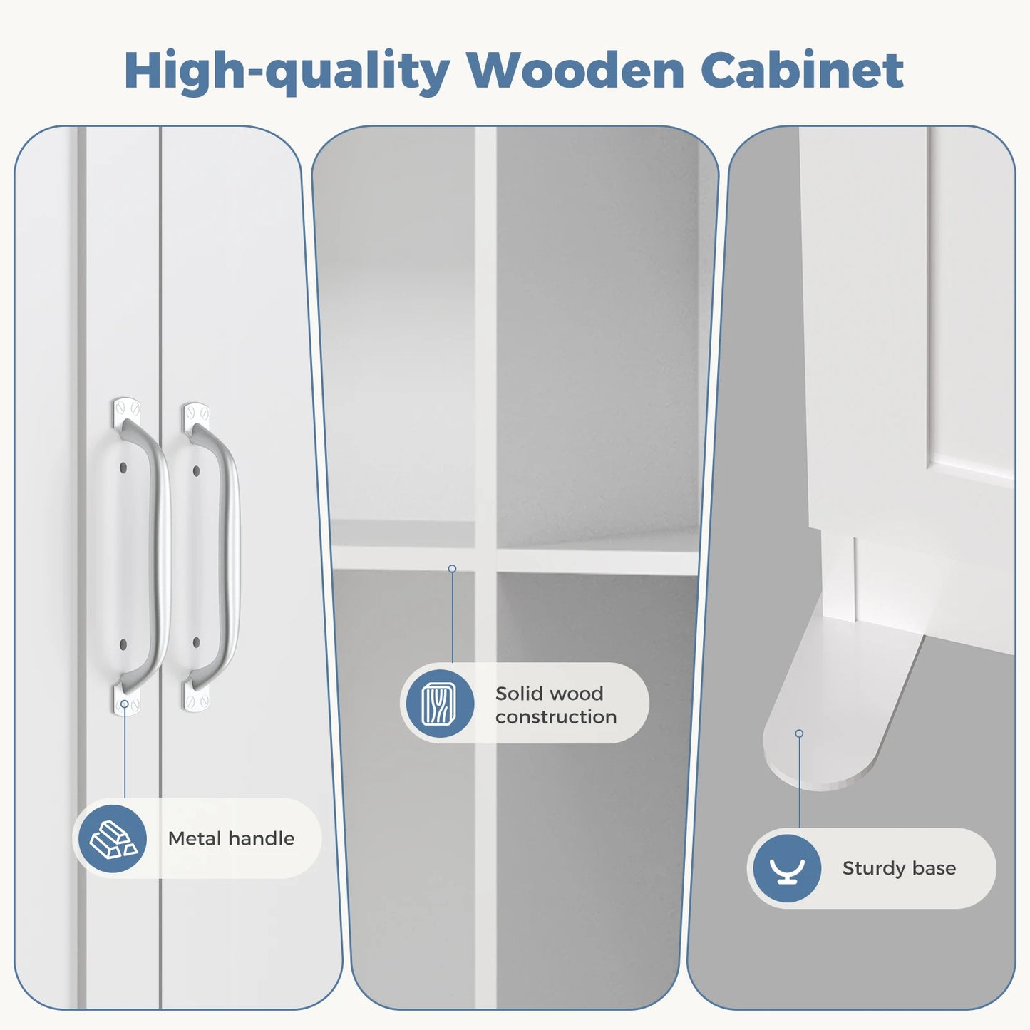 JHK Wooden Living Room Storage Cabinet Large Capacity Organizer