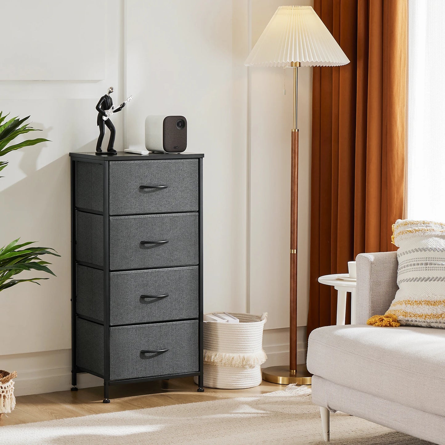 MCQ Living Room 4 Drawer Fabric Cabinet Storage Chest