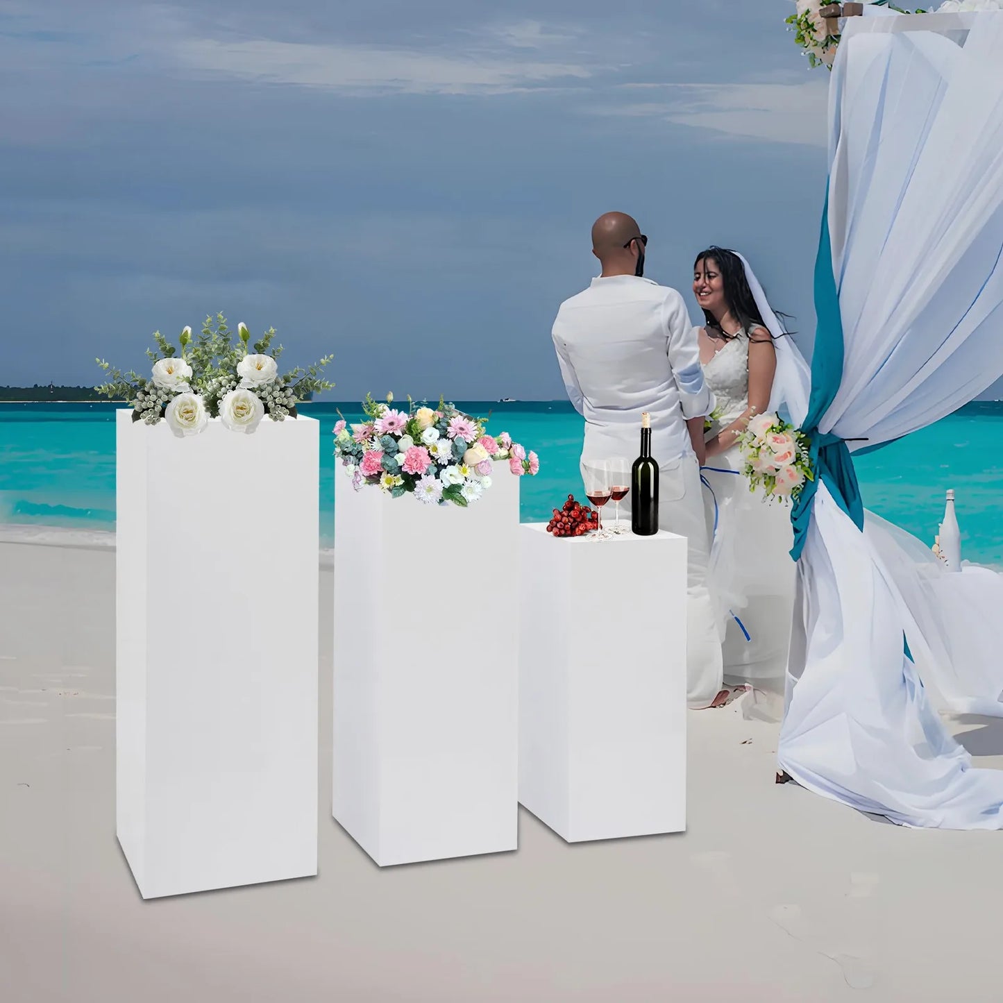 Three Piece Display Pedestal Stands For Weddings And Home Decor