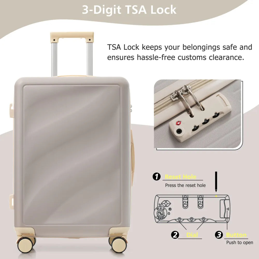 Lightweight ABS Luggage Set 3 Piece With Spinner Wheels and TSA Lock