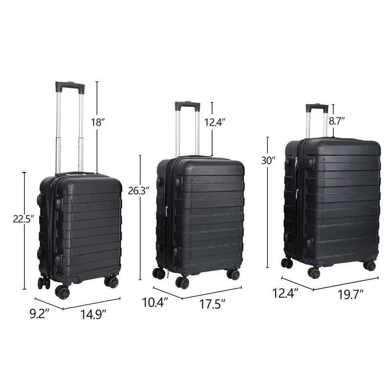 Expandable 3-Piece Luggage Set Hardshell ABS TSA Lock