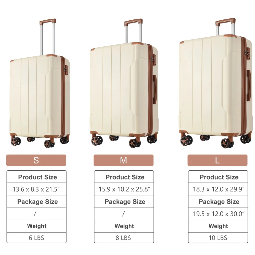 3 Piece Expandable ABS Luggage Set TSA Lock Spinner
