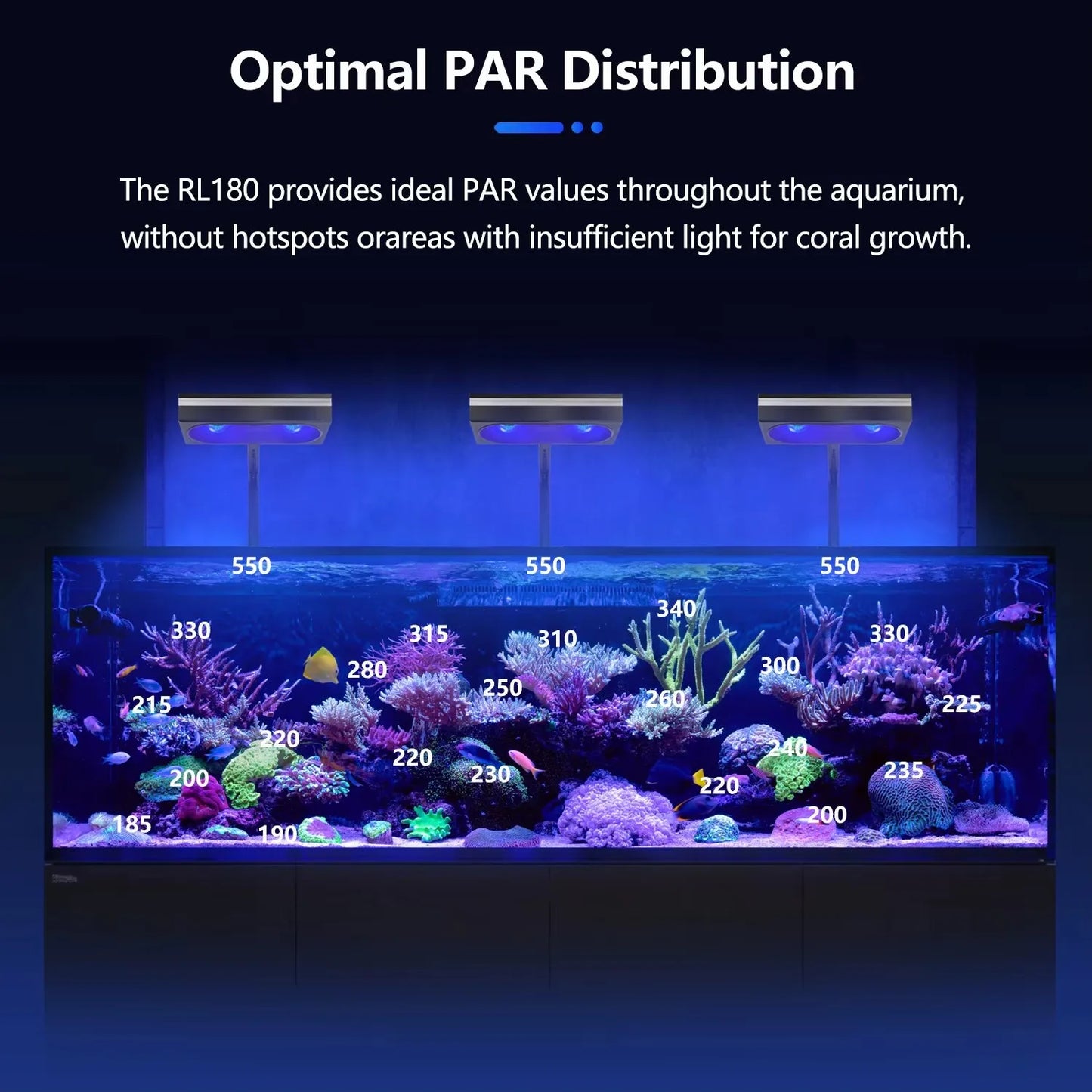 PopBloom RL180 WiFi 180W Full Spectrum LED Aquarium Reef Light
