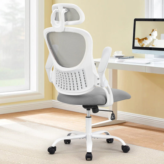 JHK Ergonomics Mesh Office Chair With Flip Up Arms And Lumbar Support