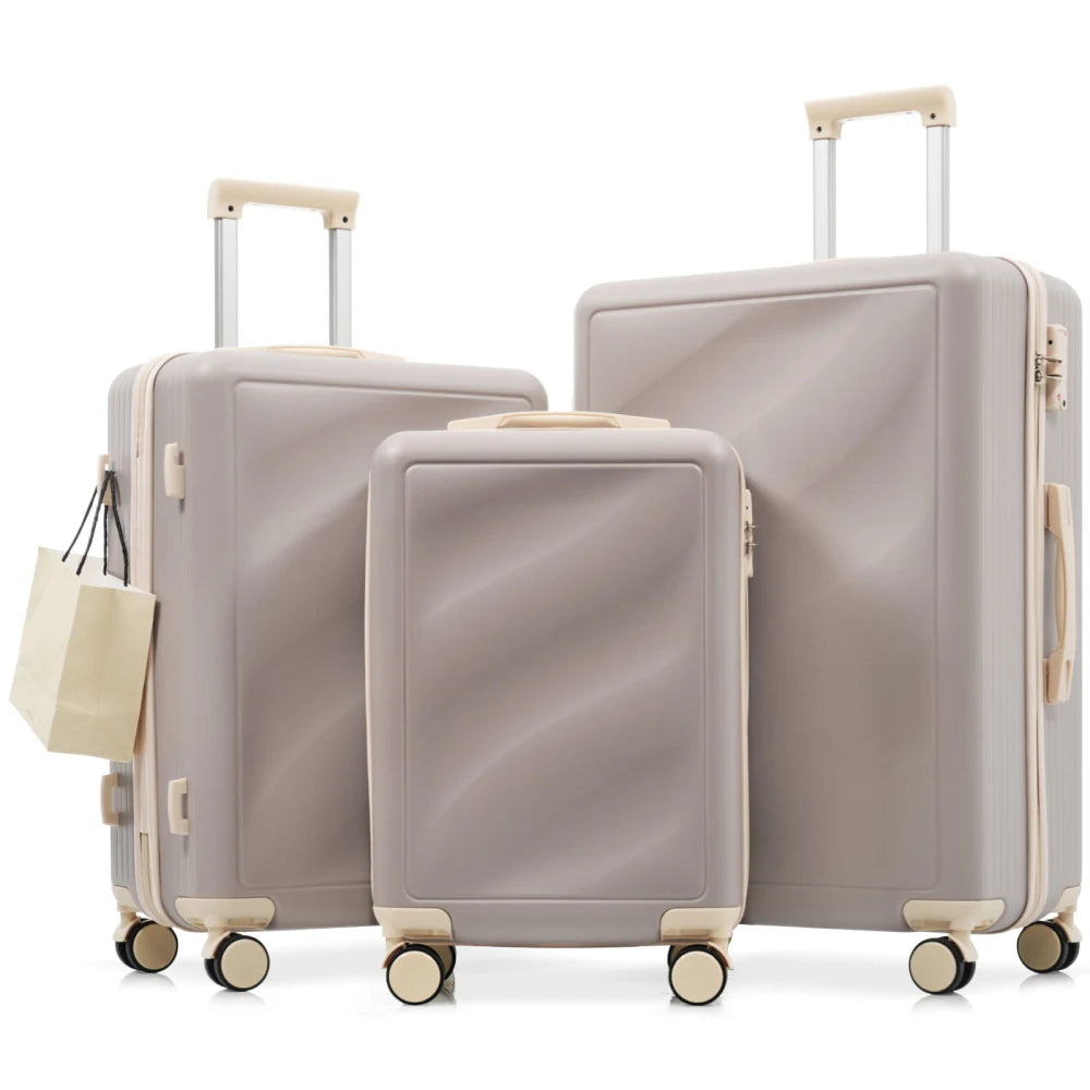 Lightweight ABS Luggage Set 3 Piece With Spinner Wheels and TSA Lock