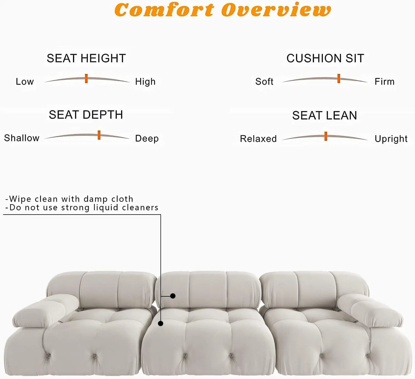 Sdorens Minimalist Modular Sectional Sofa Set Velvet Convertible 3 Seats