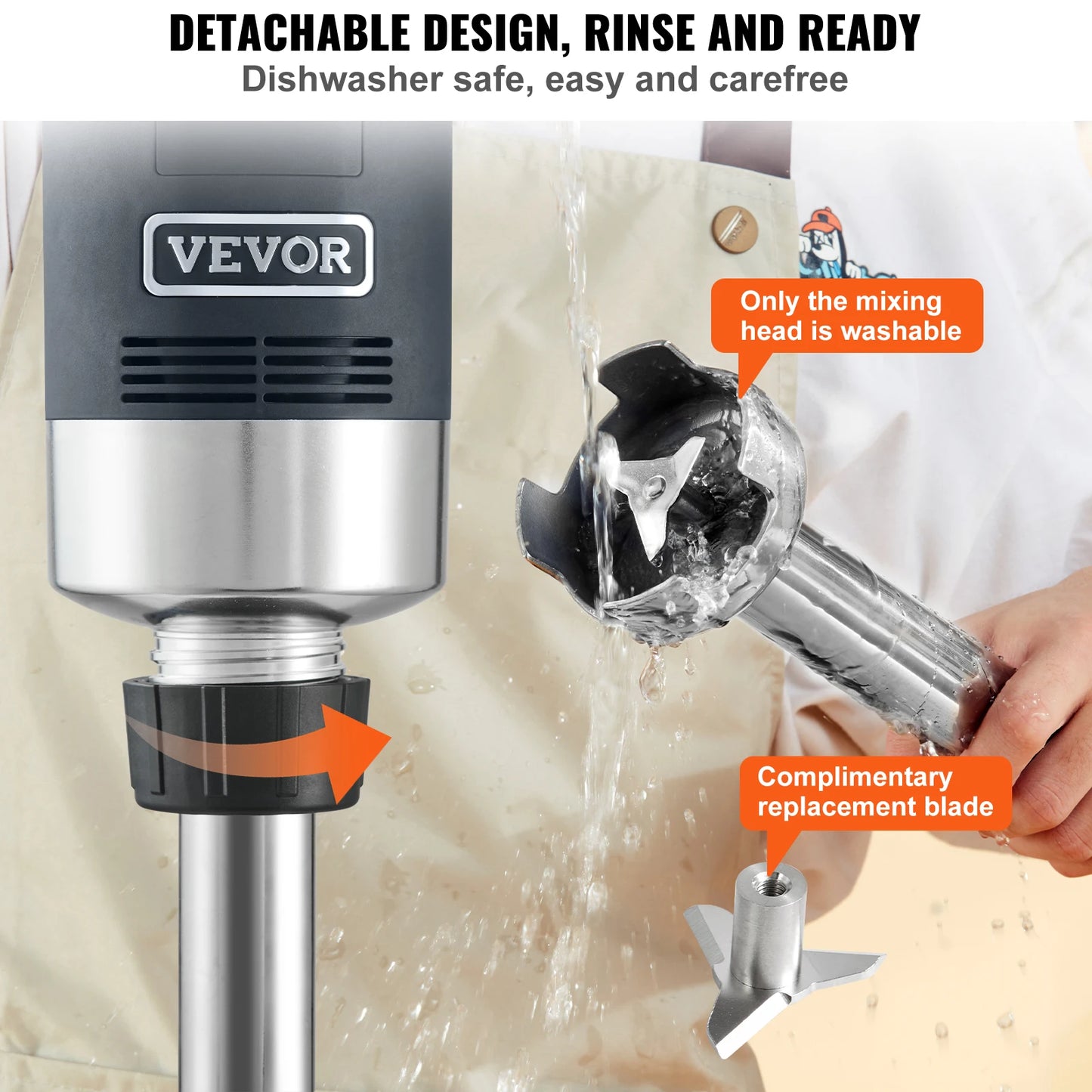 SucceBuy Commercial Immersion Blender 500W Heavy Duty Kitchen Stick Mixer
