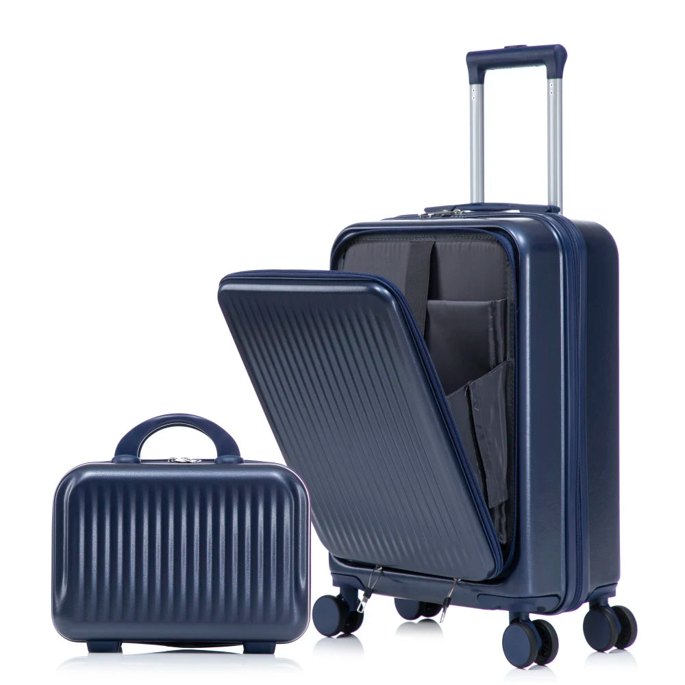 ABS Spinner Wheel Luggage With Combination Lock Front Opening Design