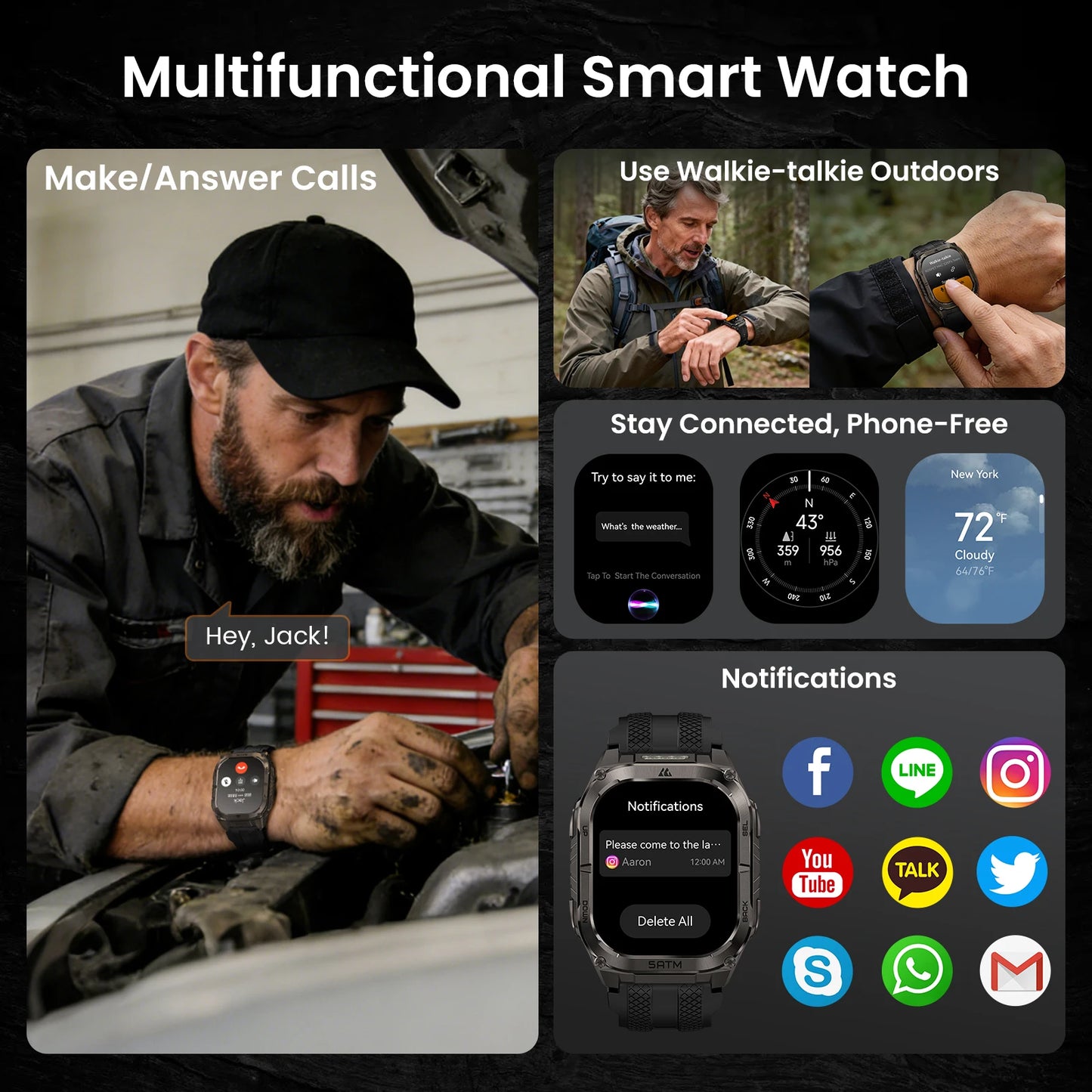 KOSPET Tank M4C Rugged Smartwatch Military Grade GPS With Flashlight