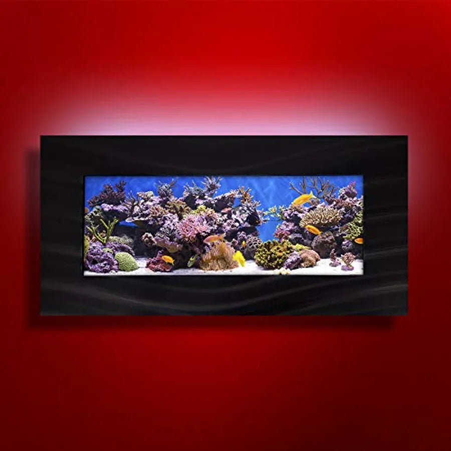 Wall Mounted Aquarium Brushed Black Aluminum Alloy Space Saving Design