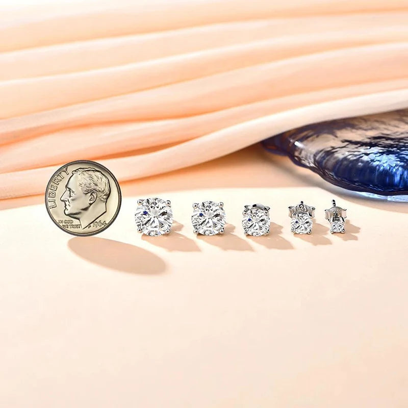 ATTAGEMS Moissanite Four Claw Earrings S925 Sterling Silver