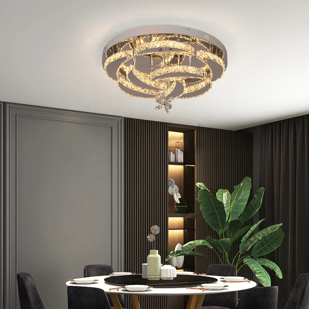 GreeLustr Crystal LED Ceiling Pendant Chandelier For Living Dining