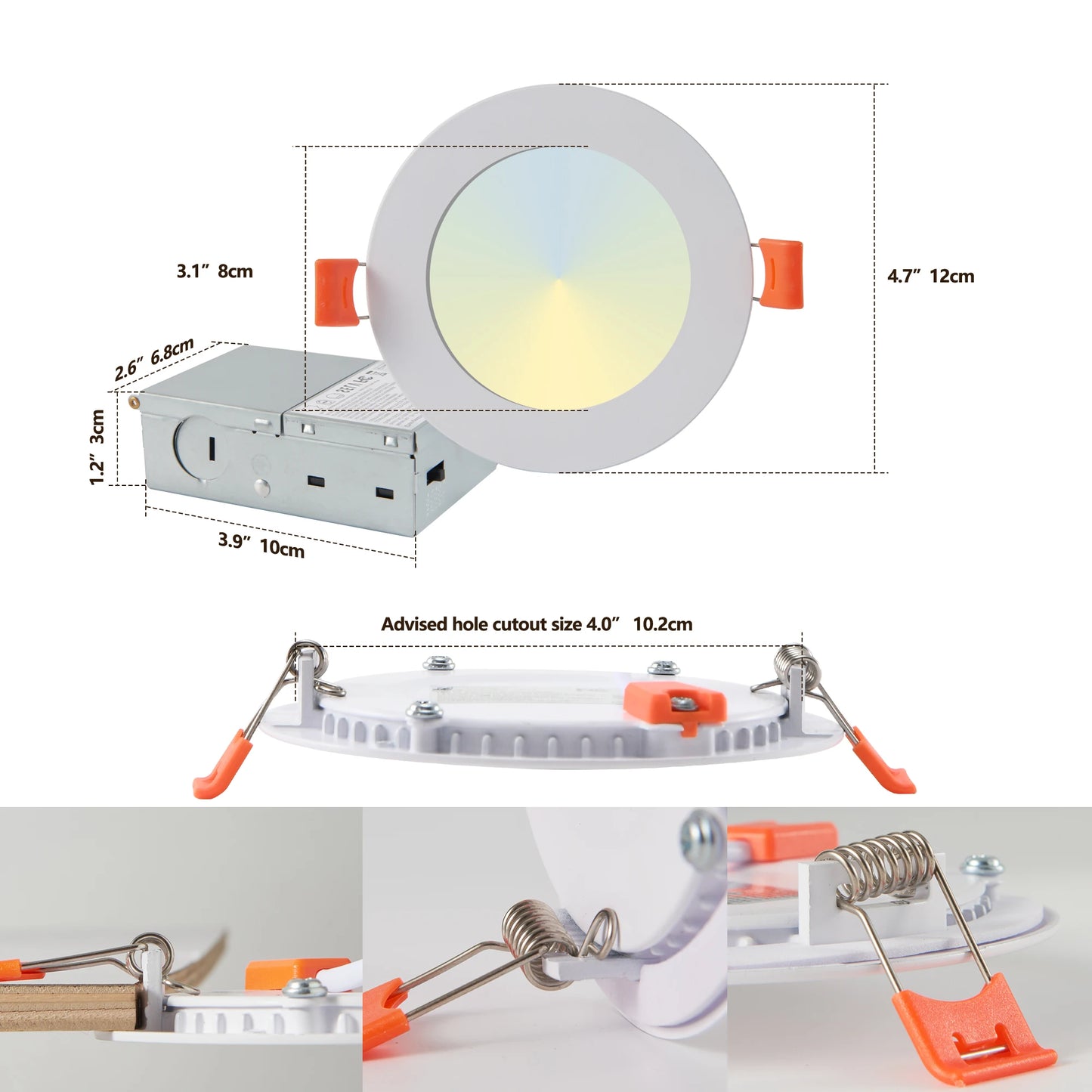 ARLGSITE 12-Piece Shell-Less LED Ceiling Lights Dimmable Downlights 3000K-5000K