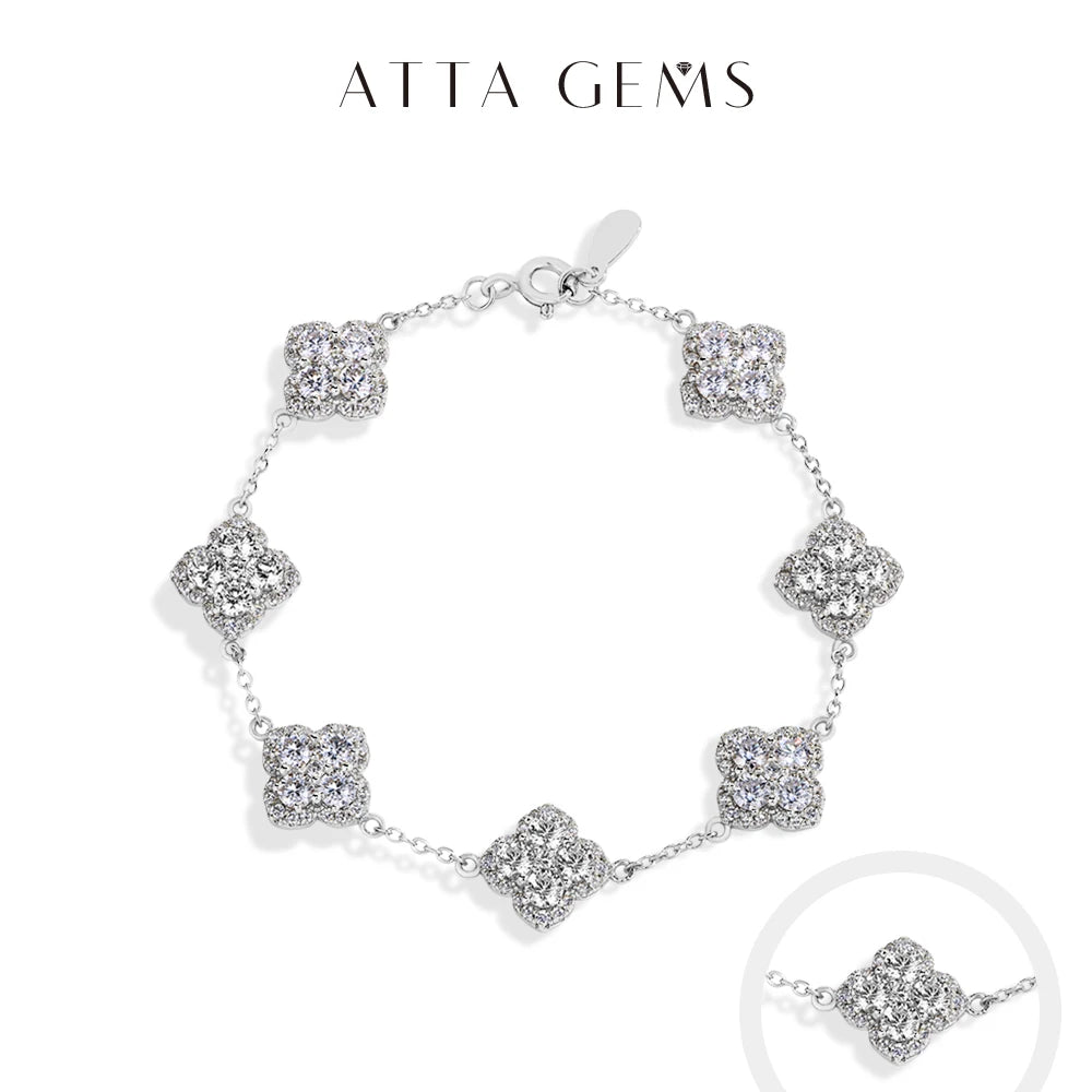 ATTAGEMS VVS1 Moissanite S925 Silver Yellow Gold Plated Bracelet For Women