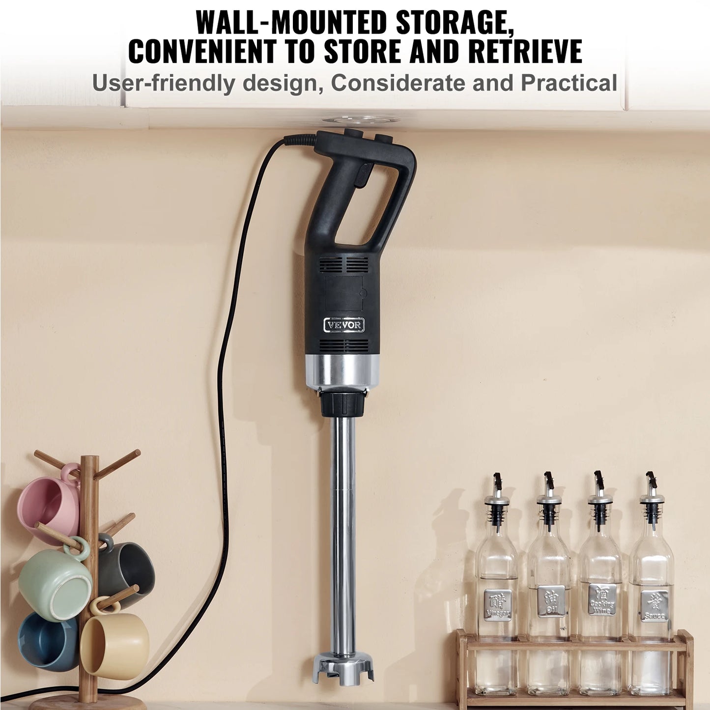 SucceBuy Commercial Immersion Blender 500W Heavy Duty Kitchen Stick Mixer