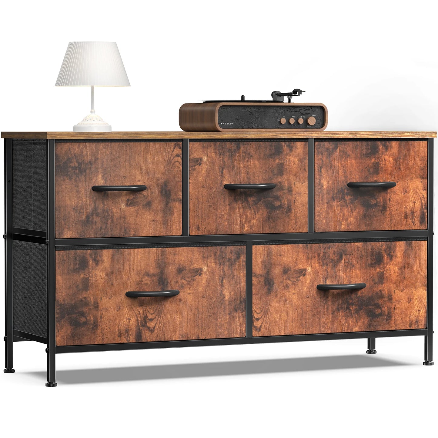 JHK Living Room Display Cabinet Wardrobe Steel Frame With Fabric Drawers