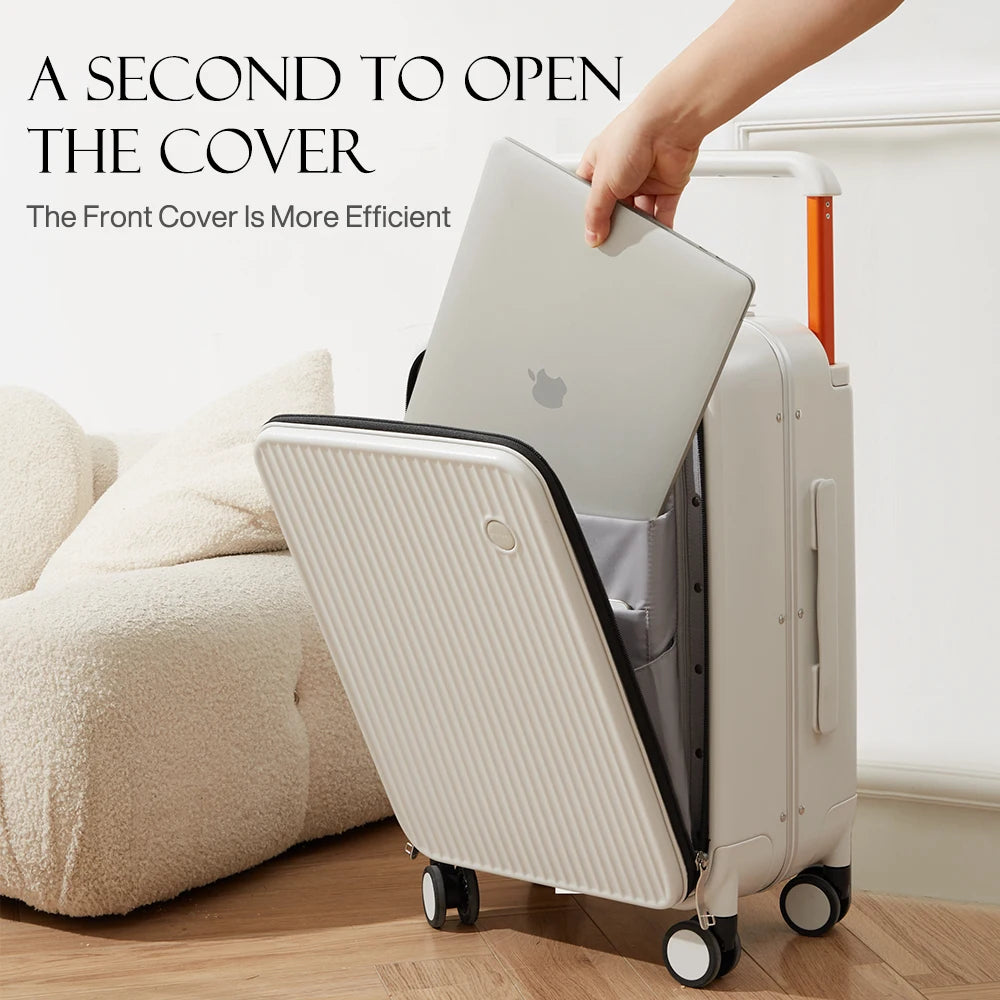 Mixi Aluminum Frame Carry-On Luggage With Laptop Pocket Travel Case