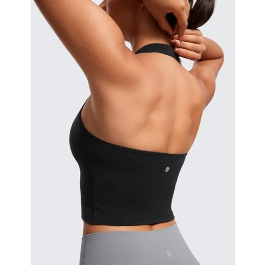 CRZ YOGA Butterluxe Halter Crop Tank Top For Women