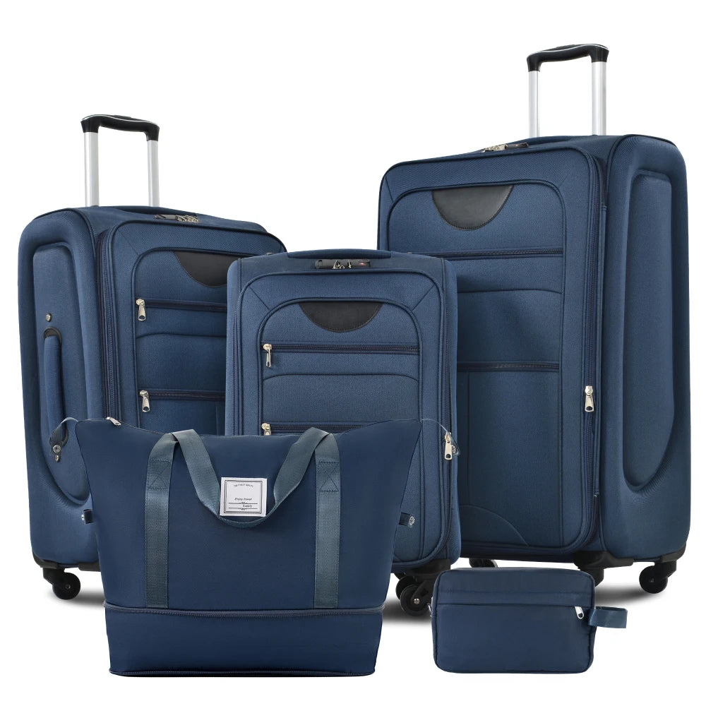 Expandable Soft Shell Luggage Set Polyester With TSA Locks