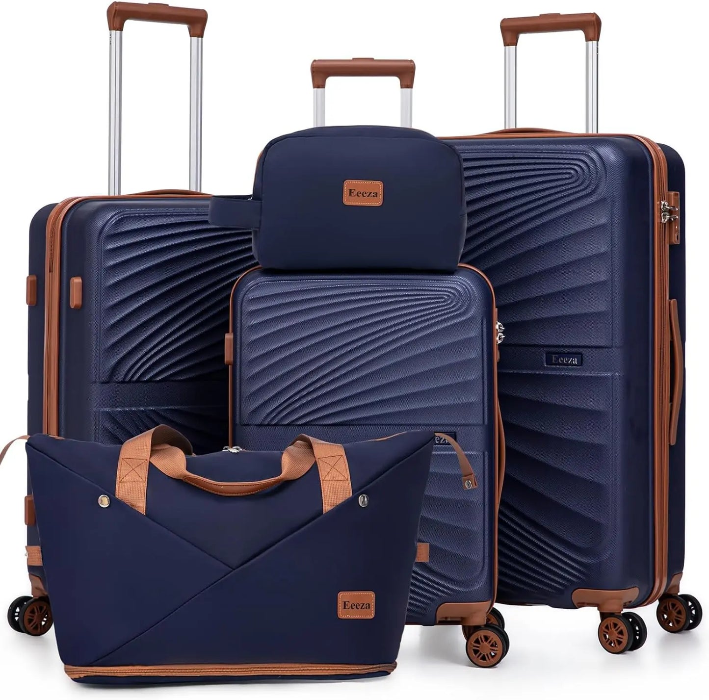 5 Piece ABS Luggage Set With Spinner Wheels TSA Lock