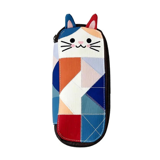 Waterproof Patchwork Cat Coin Purse With Zipper Makeup Bag Canvas