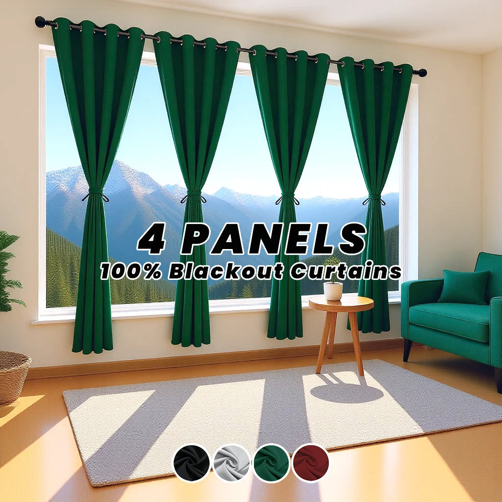 4 Panels Blackout Curtains Thermal Insulated Drapes For Living Room