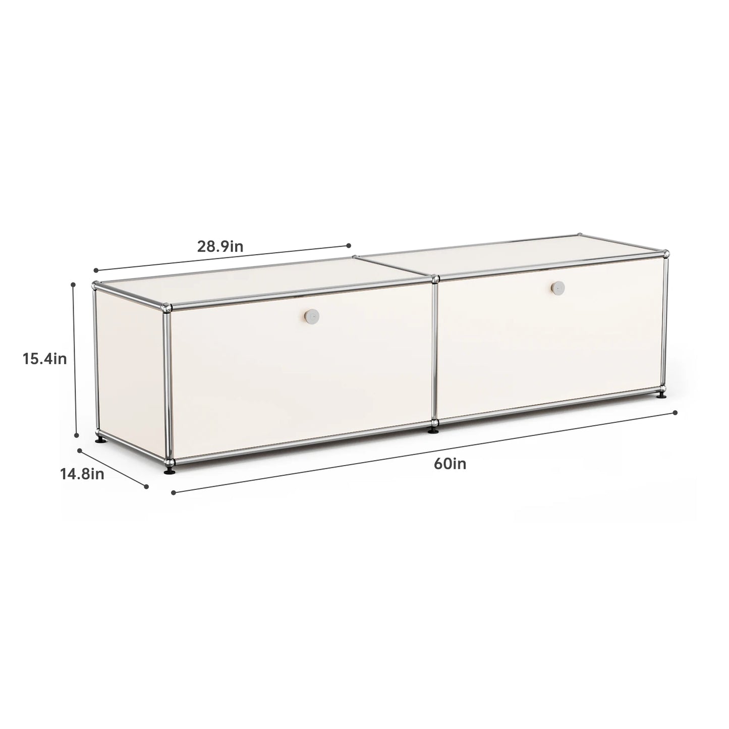 Living Room Storage Cabinet Sideboard Shelf Unit Stainless Steel Metal