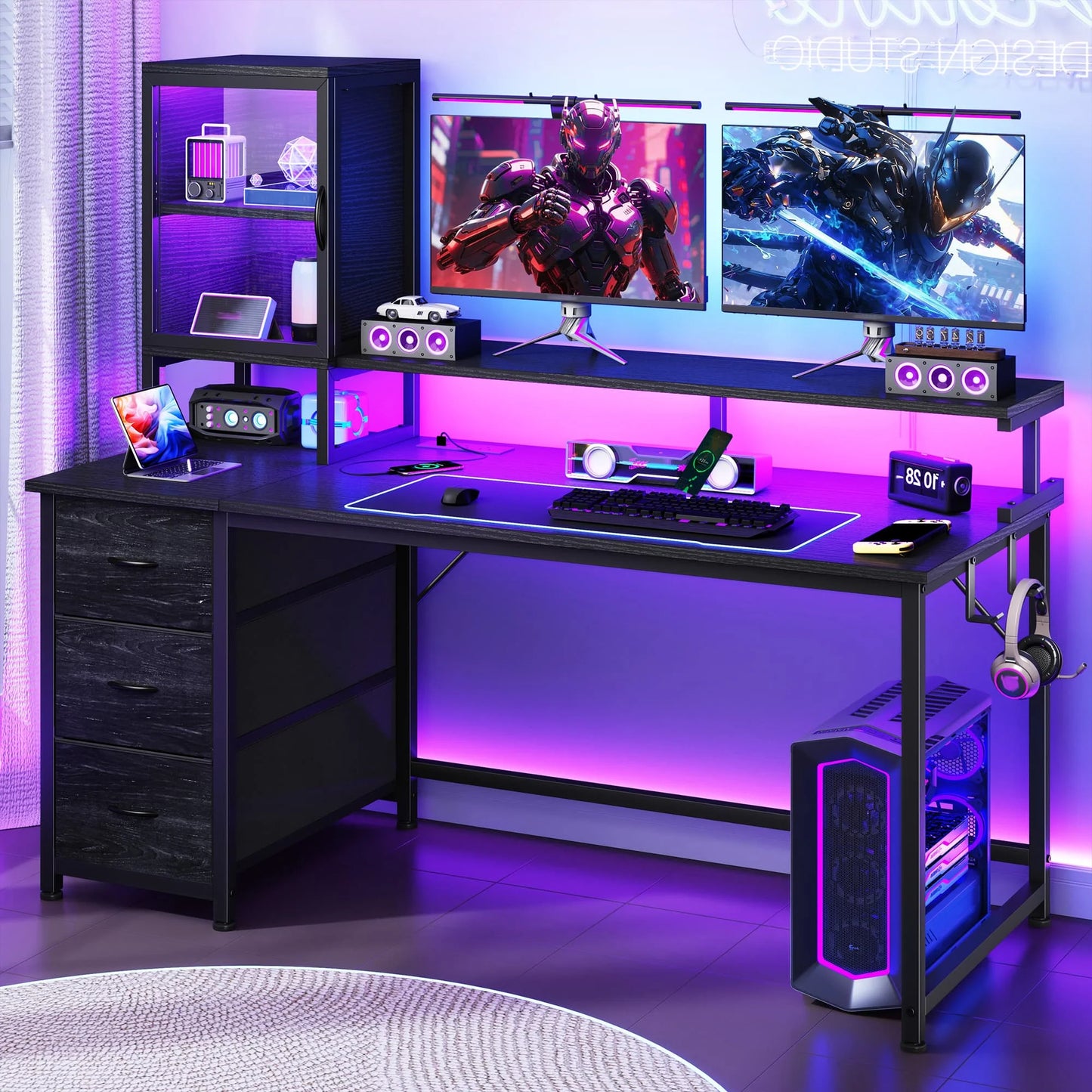 EnHomee Multifunctional Modern Desk With Storage And USB Outlet