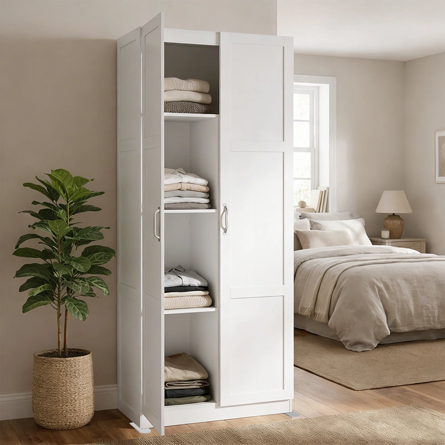 JHK Wooden Living Room Storage Cabinet Large Capacity Organizer