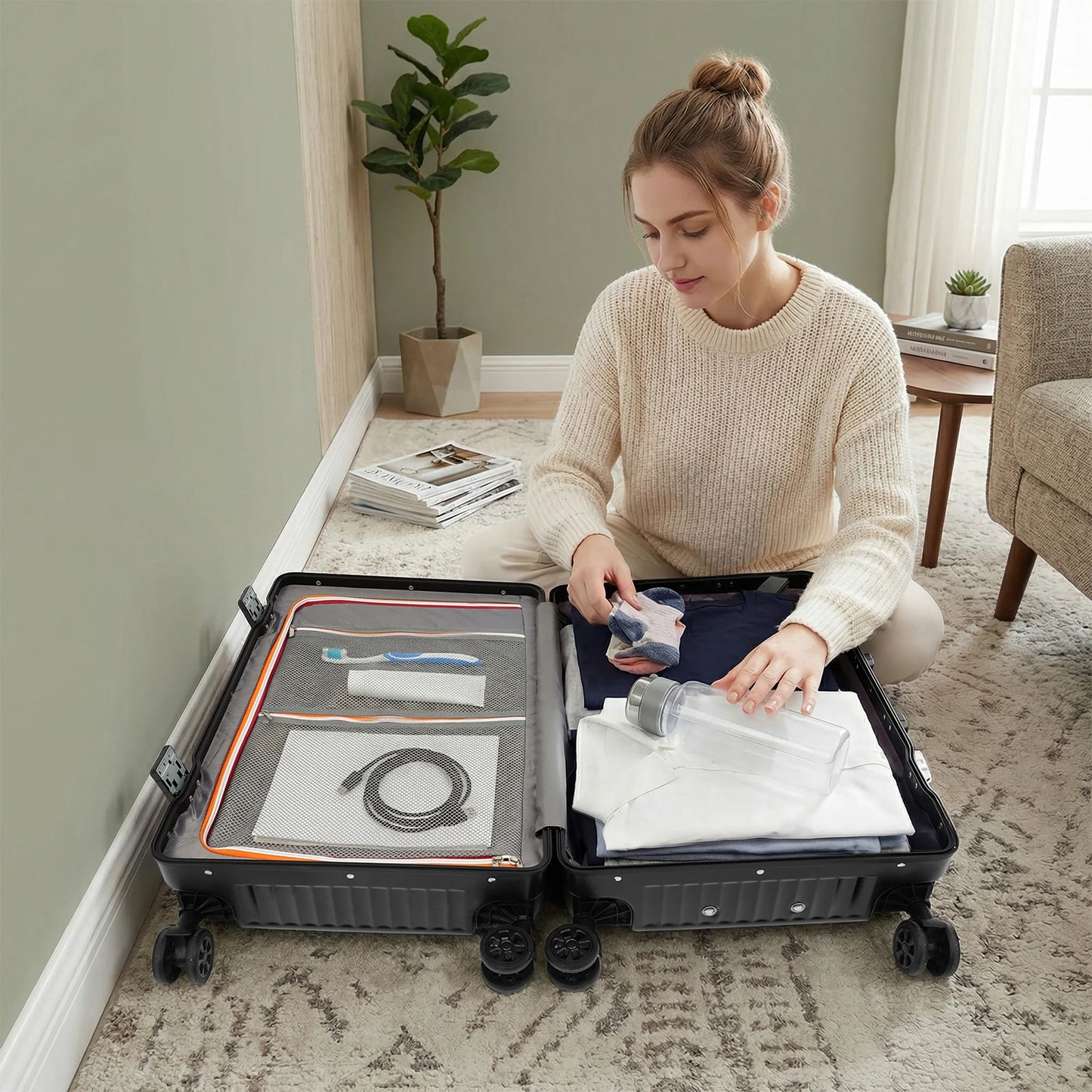 Bymaocar Reinforced Carry On Luggage With Combination Lock