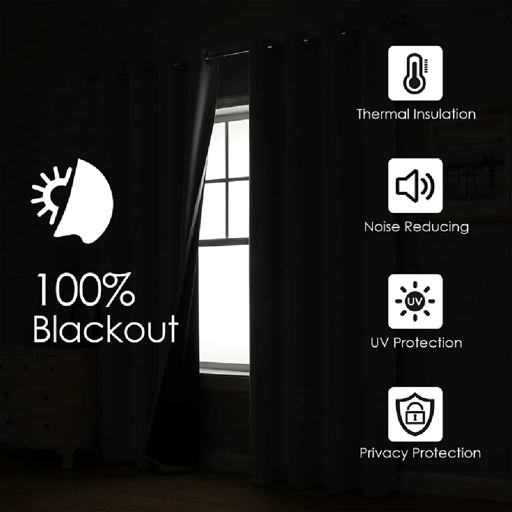 4 Panels Blackout Curtains Thermal Insulated Drapes For Living Room