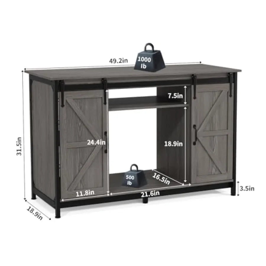 Farmhouse Aquarium Stand With Storage Cabinet And Power Outlet