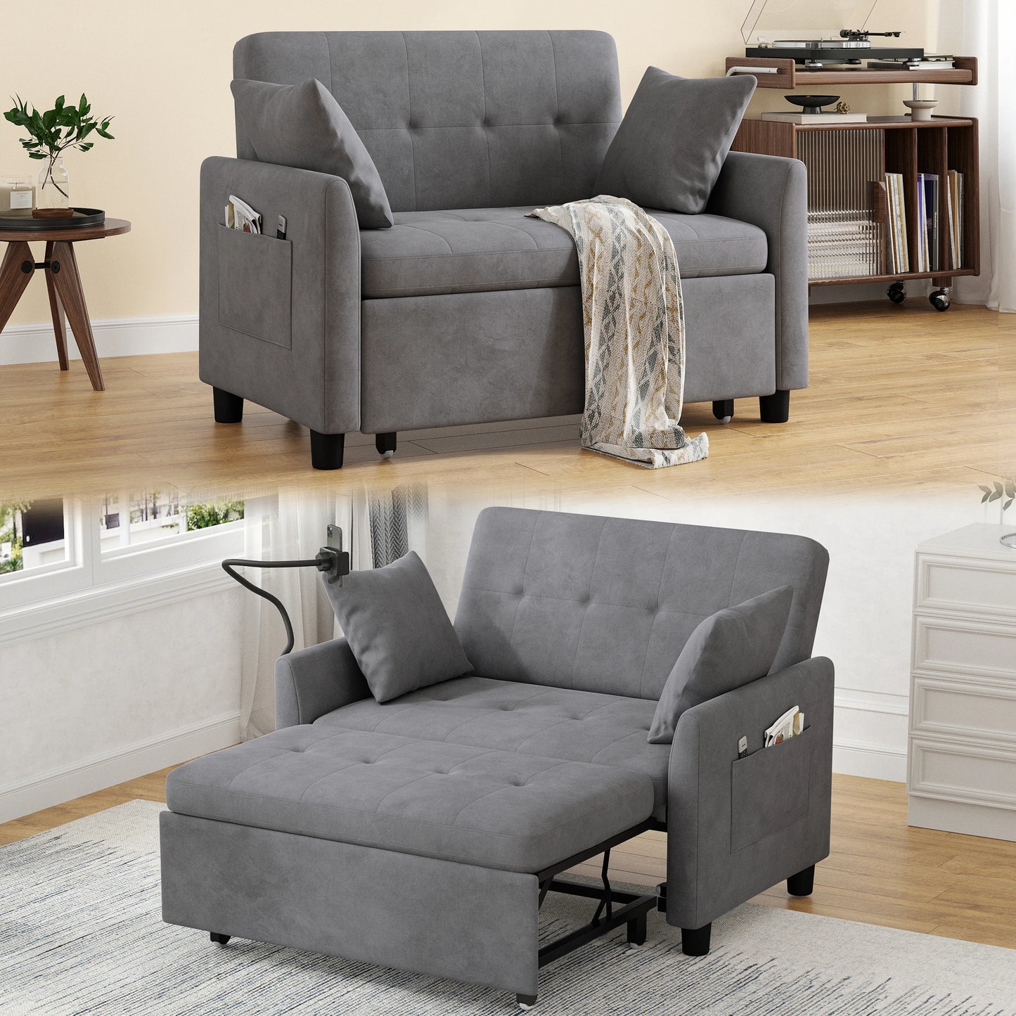 Someet Convertible Sleeper Chair Bed With USB Charging Port